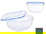 Leknes Fiambrera Cuadrada Tapa Azul 2400ml Plástico Cierre Hermético 20x11x20cm (Set de 12)