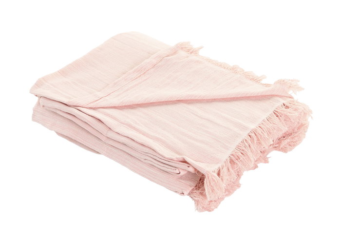 DKD Home Decor Plaid Rosa Blanco 260 x 160 cm 2 Unidades Algodon Reciclado Poliester Hecho a Mano Flecos DKD Home Decor Plaid Rosa Blanco 260 x 160 cm 2 Unidades Algodon Reciclado Poliester Hecho a Mano Flecos