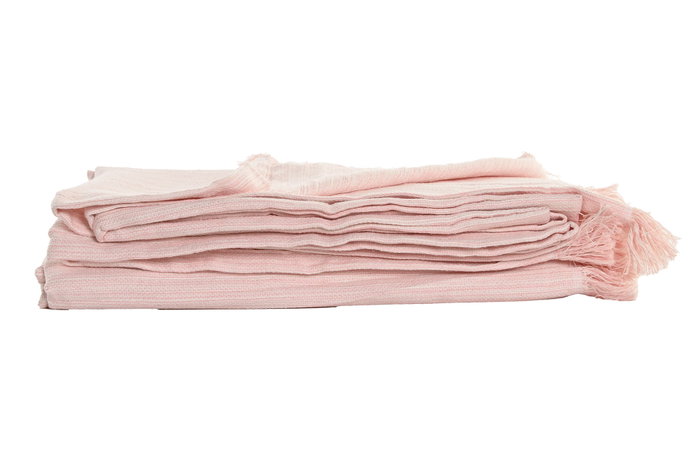 DKD Home Decor Plaid Rosa Blanco 260 x 160 cm 2 Unidades Algodon Reciclado Poliester Hecho a Mano Flecos DKD Home Decor Plaid Rosa Blanco 260 x 160 cm 2 Unidades Algodon Reciclado Poliester Hecho a Mano Flecos