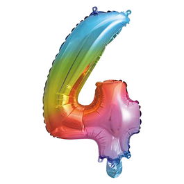 Party Time Globo Cifra 4 Arco Iris 35 cm para Cumpleaños Reutilizable