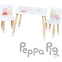 Roba Conjunto Mesa y 2 Sillas Infantiles Peppa Pig, Patas de Madera Maciza, Color Blanco Rosa Natural