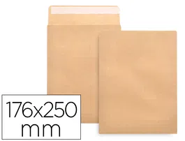 Liderpapel Sobre Bolsa B5 176x250 mm Kraft Tira de Silicona Caja 500 Unidades