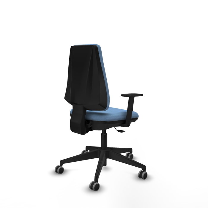 PIQUERAS Y CRESPO Silla de oficina Elche, Tela Azul cielo, Base negra