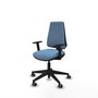 PIQUERAS Y CRESPO Silla de oficina Elche, Tela Azul cielo, Base negra