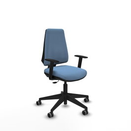 PIQUERAS Y CRESPO Silla de oficina Elche, Tela Azul cielo, Base negra