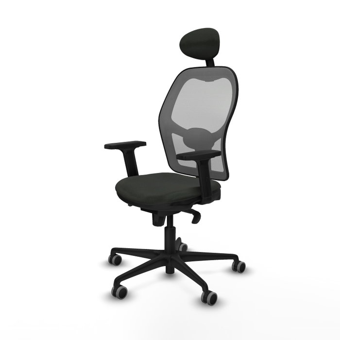 PIQUERAS Y CRESPO Silla de oficina Jorquera con mecanismo Sincro, tela negra y malla gris PIQUERAS Y CRESPO Silla de oficina Jorquera con mecanismo Sincro, tela negra y malla gris