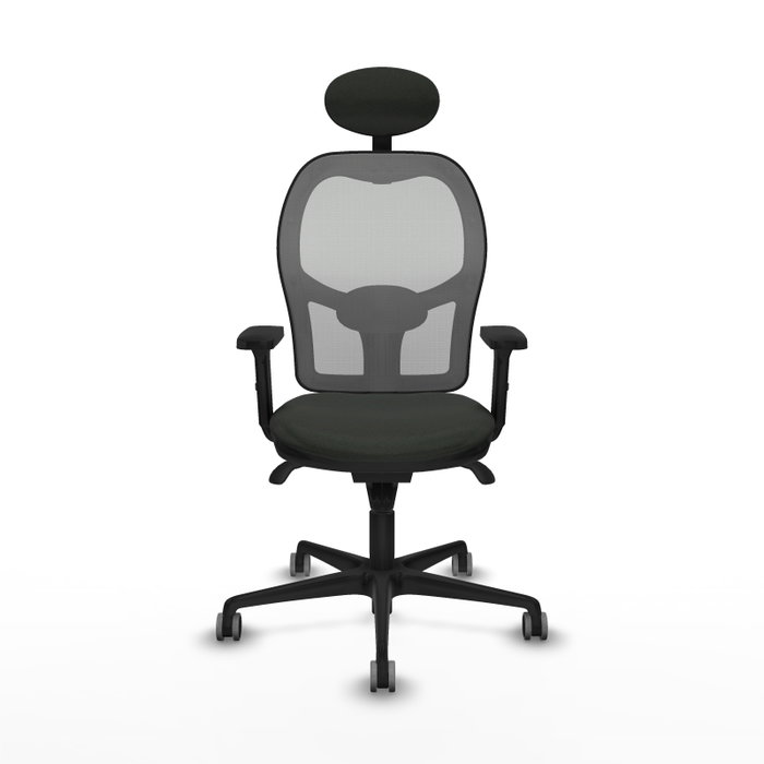 PIQUERAS Y CRESPO Silla de oficina Jorquera con mecanismo Sincro, tela negra y malla gris PIQUERAS Y CRESPO Silla de oficina Jorquera con mecanismo Sincro, tela negra y malla gris