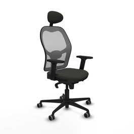 PIQUERAS Y CRESPO Silla de oficina Jorquera con mecanismo Sincro, tela negra y malla gris