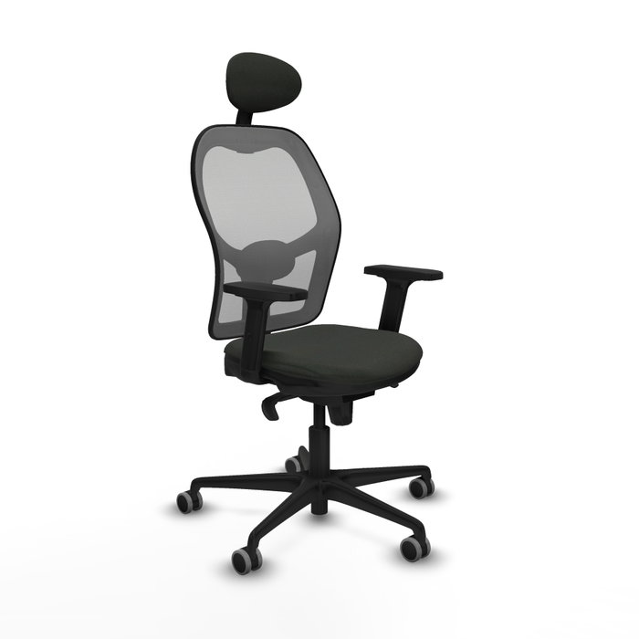 PIQUERAS Y CRESPO Silla de oficina Jorquera con mecanismo Sincro, tela negra y malla gris PIQUERAS Y CRESPO Silla de oficina Jorquera con mecanismo Sincro, tela negra y malla gris
