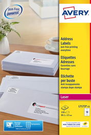 Etiquetas Adh.Impr.Avery A4 Blanca C.Romos Caja 15H 99,1X57 Mm 150 Uds.(L7173) (Set de 5)