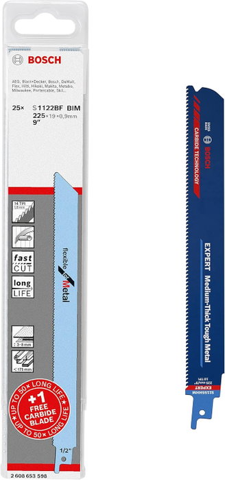 BOSCH Hoja para Sierra Sable Flex Metal S1122BF (2 unidades) BOSCH Hoja para Sierra Sable Flex Metal S1122BF (2 unidades)