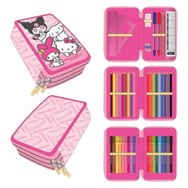 CERDÁ Plumier Hello Kitty and Friends Triple con Accesorios Rosa