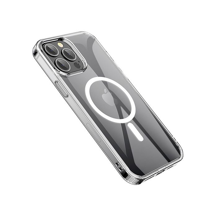eSTUFF Funda Híbrida Magnética BERLÍN para iPhone 14 Pro Transparente con MagSafe, Protección Borde Suave TPU