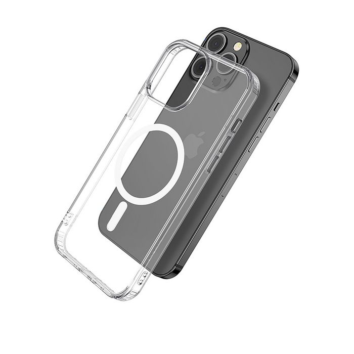 eSTUFF Funda Híbrida Magnética BERLÍN para iPhone 14 Pro Transparente con MagSafe, Protección Borde Suave TPU