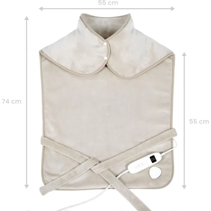 Livoo DOS218C Almohadilla Térmica para Espalda y Cuello - 100 W, 60 x 90 cm Franela, Lavable a 30°, 50-65°, Crema