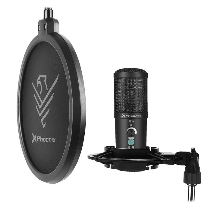 Phoenix technologies Micrófono Streamcast Pro U Kit Gaming para Streaming, Podcast y Grabaciones de Voz USB con Brazo Articulado y Accesorios