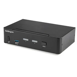 StarTech.com Conmutador KVM 2 Puertos DisplayPort 4K 60Hz, USB 3.0, Audio, SV231DPU3 4K - Switch KVM para Controlar 2 Ordenadores con 1 Teclado, Ratón y Monitor