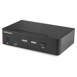 StarTech Switch KVM de 2 Puertos DisplayPort - 4K a 60Hz para Una Pantalla con Hub USB 3.0 y Audio - Controla 2 PCs - Modelo TAA