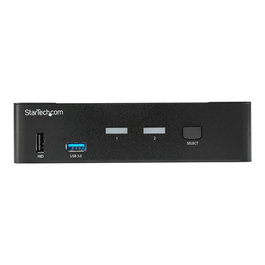 StarTech.com Conmutador KVM 2 Puertos DisplayPort 4K 60Hz, USB 3.0, Audio, SV231DPU3 4K - Switch KVM para Controlar 2 Ordenadores con 1 Teclado, Ratón y Monitor