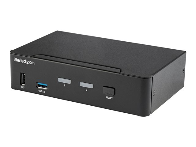 StarTech.com Conmutador KVM 2 Puertos DisplayPort 4K 60Hz, USB 3.0, Audio, SV231DPU3 4K - Switch KVM para Controlar 2 Ordenadores con 1 Teclado, Ratón y Monitor