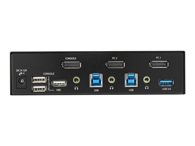 StarTech.com Conmutador KVM 2 Puertos DisplayPort 4K 60Hz, USB 3.0, Audio, SV231DPU3 4K - Switch KVM para Controlar 2 Ordenadores con 1 Teclado, Ratón y Monitor