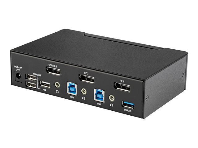 StarTech.com Conmutador KVM 2 Puertos DisplayPort 4K 60Hz, USB 3.0, Audio, SV231DPU3 4K - Switch KVM para Controlar 2 Ordenadores con 1 Teclado, Ratón y Monitor