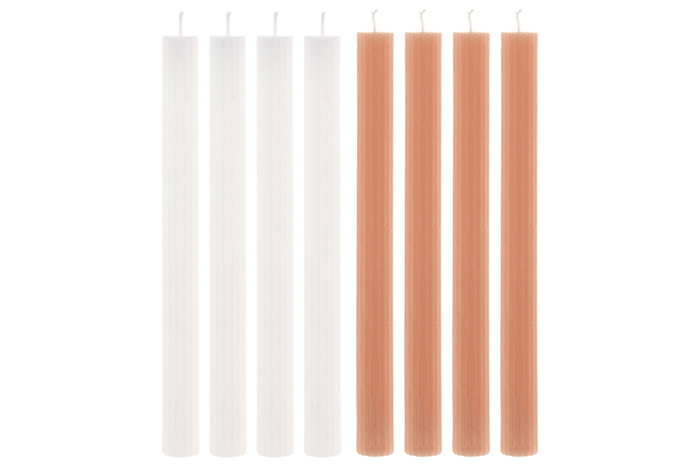 DKD Home Decor Set de 4 Velas de Cera de Parafina Surtido Blanco y Marrón