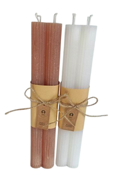 DKD Home Decor Set de 4 Velas de Cera de Parafina Surtido Blanco y Marrón