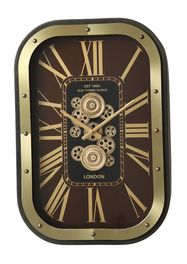 DKD Home Decor Reloj de Pared de Hierro y Cristal Granate y Dorado