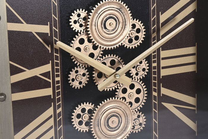 DKD Home Decor Reloj de Pared de Hierro y Cristal Granate y Dorado