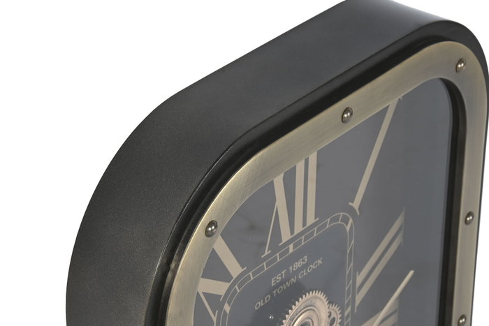 DKD Home Decor Reloj de Pared de Hierro y Cristal Granate y Dorado