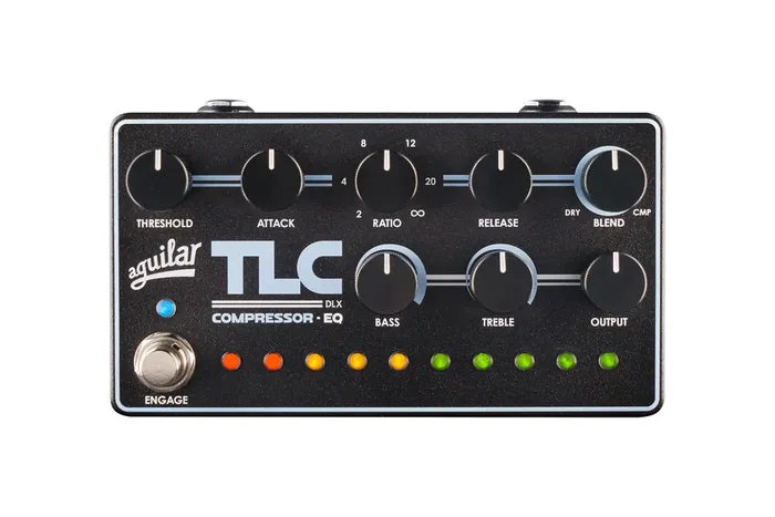 Aguilar TLC DLX Compressor EQ Pedal para Bajo, Compresor Estudio, EQ Graves y Agudos, Medición LED