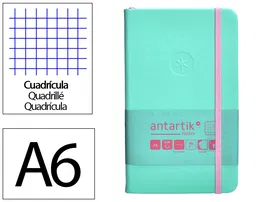 Antartik Cuaderno A6 Tapa Dura Hojas Cuadriculadas Rosa y Turquesa 100 Hojas 80gr FSC