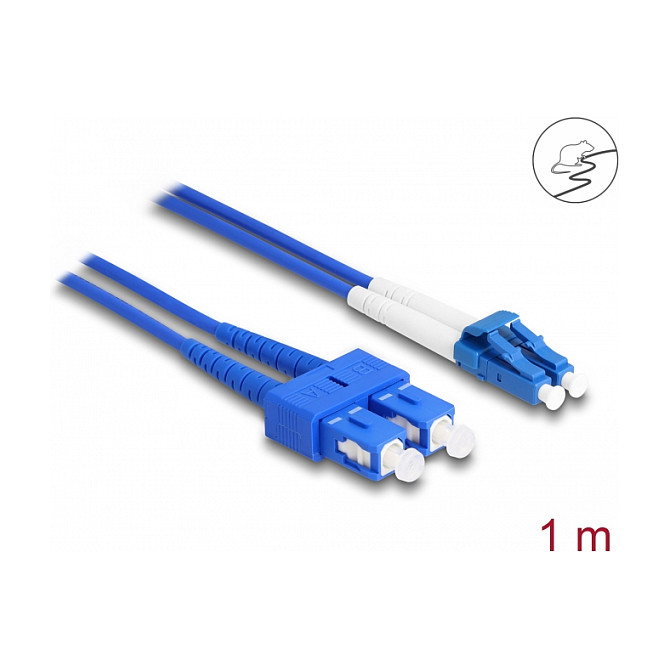 DeLOCK Cable de fibra óptica LC Duplex a SC Duplex monomodo OS2 con cobertura metálica, 1 m DeLOCK Cable de fibra óptica LC Duplex a SC Duplex monomodo OS2 con cobertura metálica, 1 m