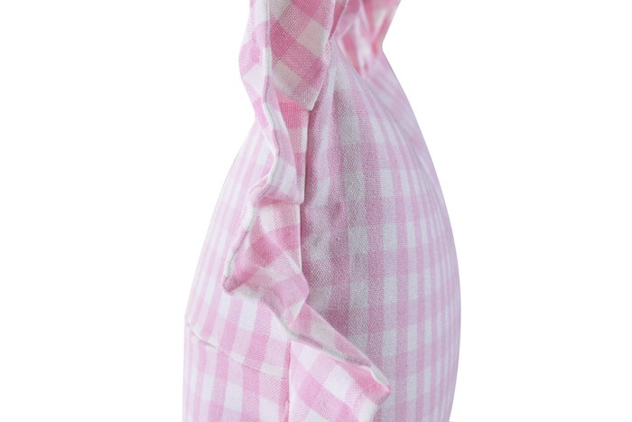 DKD Home Decor Cojín de Algodón Reciclado Rosa con Volantes Vichy 50x30 cm