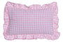 DKD Home Decor Cojín de Algodón Reciclado Rosa con Volantes Vichy 50x30 cm