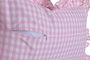 DKD Home Decor Cojín de Algodón Reciclado Rosa con Volantes Vichy 50x30 cm