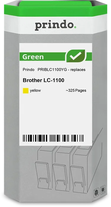 Prindo Green Cartucho de tinta amarillo compatible con Brother LC1100Y Prindo Green Cartucho de tinta amarillo compatible con Brother LC1100Y