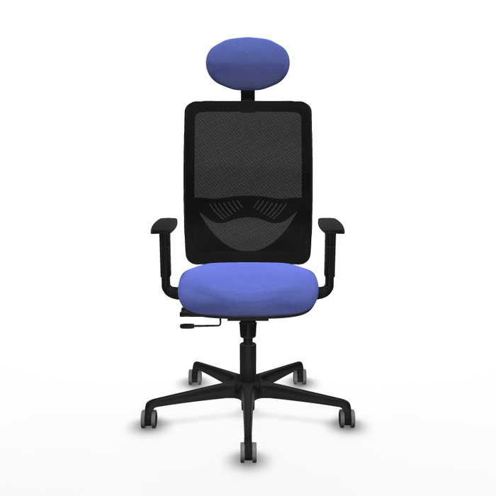 PIQUERAS Y CRESPO Silla de oficina Zulema con mecanismo Sincro/Traslack, Azul claro y Negro
