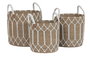 DKD Home Decor Set de 3 Cestas de Fibra y Algodón Natural 38x38x44 cm
