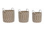 DKD Home Decor Set de 3 Cestas de Fibra y Algodón Natural 38x38x44 cm