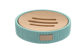 DKD Home Decor Jabonera Cemento y Bambú Mate Verde Menta