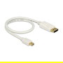 DeLOCK Cable Mini DisplayPort 1.2 a DisplayPort 0.5 m Blanco - Conector Macho a Macho, Resolución 4K 3840x2160, 21.6 Gbit/s, AWG 32