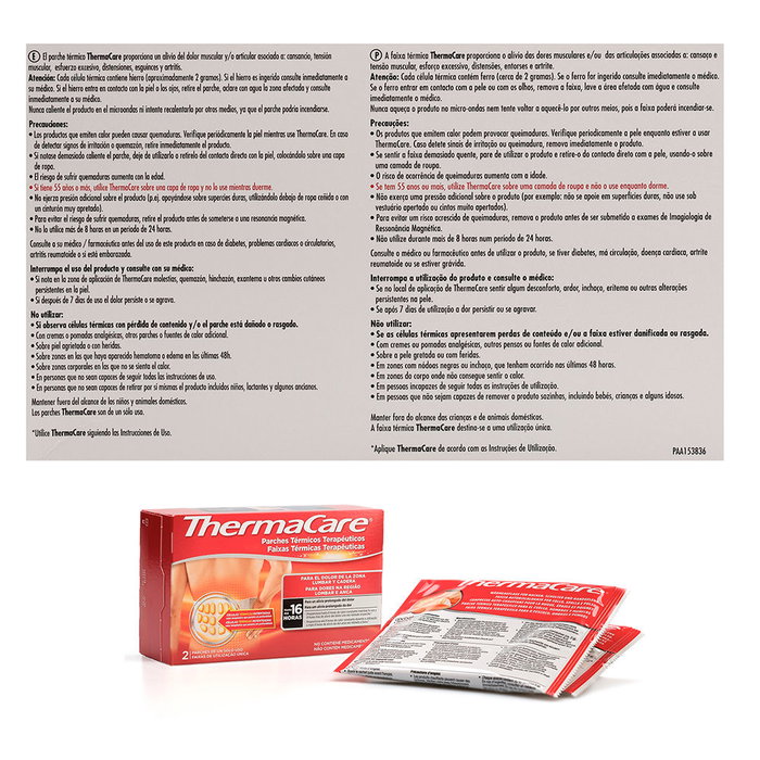 Thermacare Parches Térmicos para Lumbar y Cadera, Calor Terapéutico de hasta 8 Horas, Alivia el Dolor y la Rigidez, Paquete de 2 Unidades