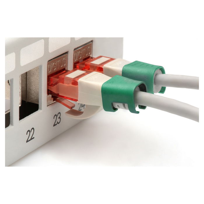 Digitus Clips de Color para Cables RJ45 Cat5e/6, Color Verde, Paquete de 100 Unidades