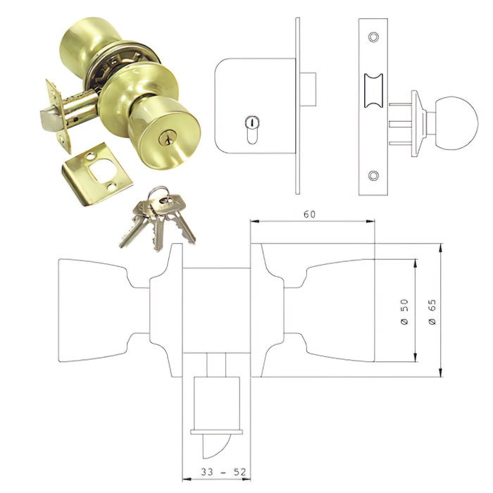 TESA Pomo Serie 3520-lm/50 Latón Mate