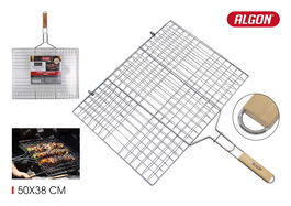 Algon BBQ Parrilla BBQ Cr-Wood sin Patas, Dimensiones 50.3 cm de Ancho x 66.1 cm de Largo x 2.1 cm de Alto, para Asados (8 Unidades)