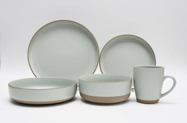 DKD Home Decor Plato de Gres Mate Azul Celeste 26x26x2,7 cm