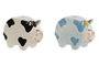 DKD Home Decor Hucha de Dolomita Diseño de Vaca Surtido de 2 Unidades