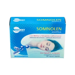 WAYDIET Somnolen Amapola 30 Cápsulas - Suplemento Natural para Conciliar el Sueño y el Descanso Nocturno con Melisa, Valeriana y Extractos Herbales